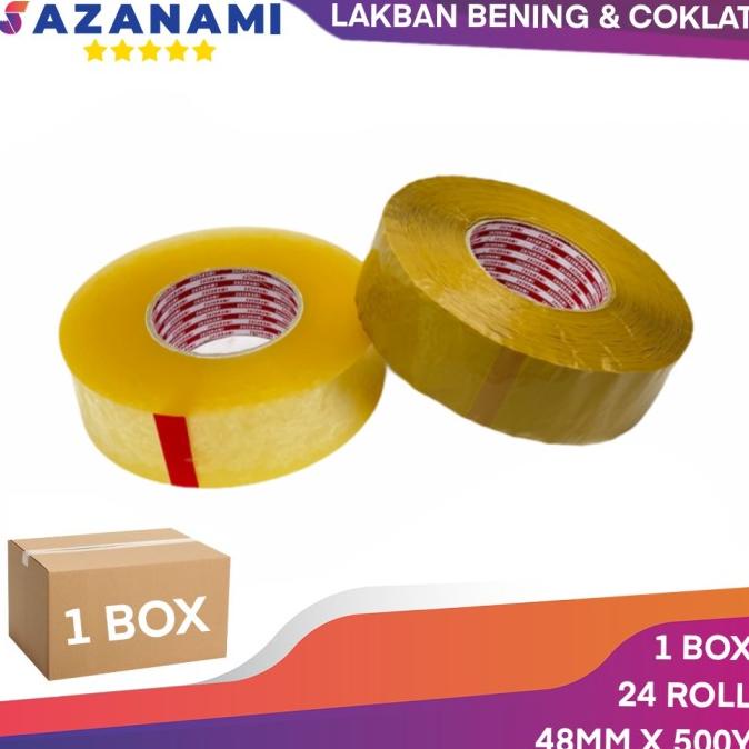 

1 BOX LAKBAN BENING 2INCH X 500Y SAZANAMI LAKBAN COKLAT JUMBO #JNE JTR