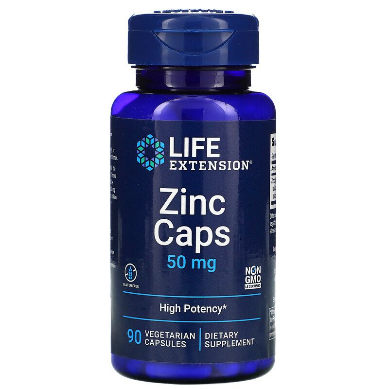 Life Extension Zinc Caps OptiZinc Citrate 50mg 90 Vegetarian Capsule