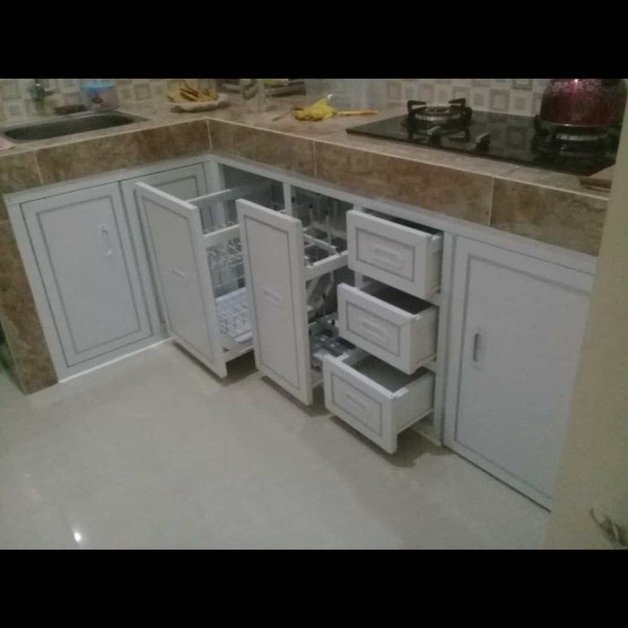 Jual kitchen set bawah kompor + laci rak piring - Putih | Shopee Indonesia