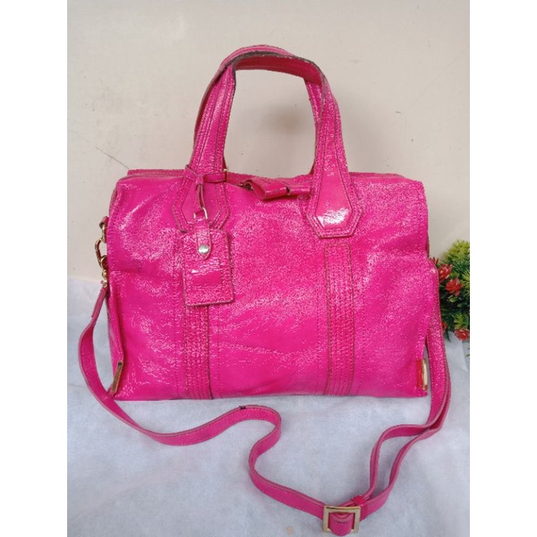 FINN ESKER ORIGINAL FUSCIA HANDBAG,  FINN ESKER,  HANDBAG KULIT,  PRELOVED FINN ESKER, TAS KULIT GLO