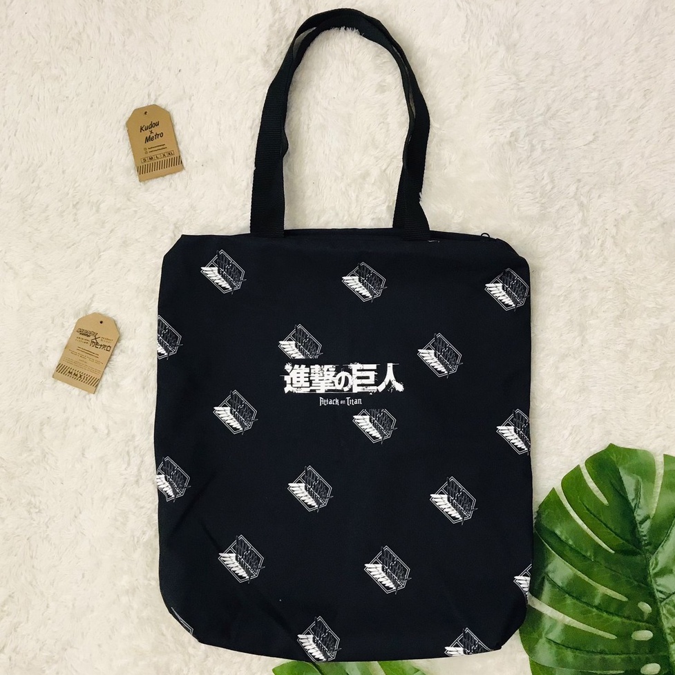 Totebag Premium SNK Black Attack on Titan Tas Anime