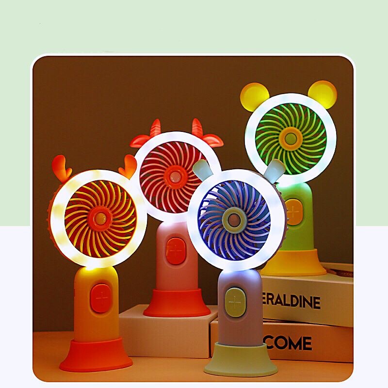 Kipas mini led tangan usb portable charger / mini fan l3d light /