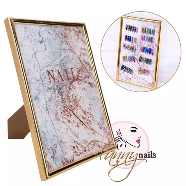 Frame gold display nailart / bingkai foto gold hasil nail art kuku palsu display frame kupal