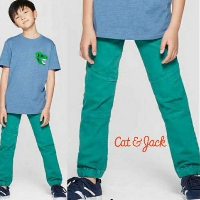 CAT & JACK Jogger Pants Jeans/sisa ekspor celana jeans/celana jogger hijau/ jogger anak laki, unisex