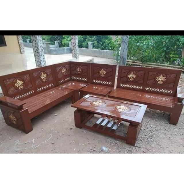 kursi sudut jati bonus jok busa