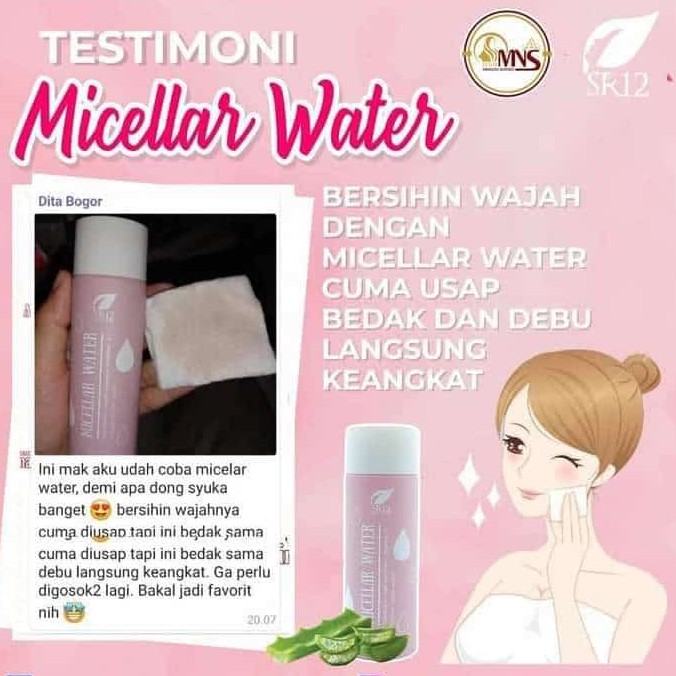 SR12 MICELLAR WATER / MELEMBABKAN WAJAH SECARA ALAMI BERSIH DAN SEGAR / PEMBERSIH WAJAH TERBAIK..!!