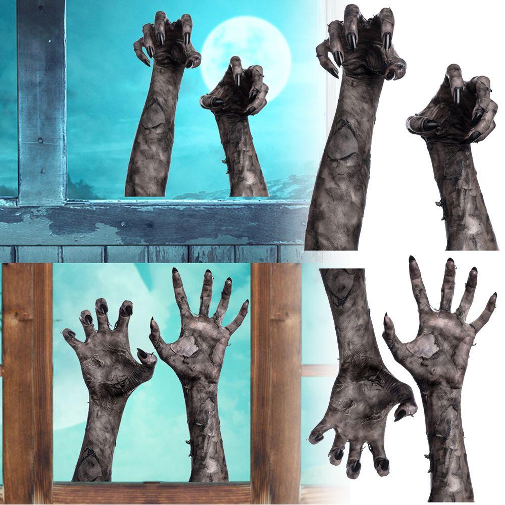 Solighter 4PCS Halloween Stiker Dinding Hadiah Horror Zombie Pesta Ornamen Jendela Menempel