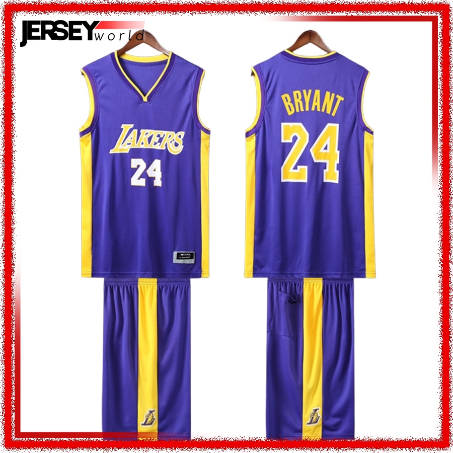 Jersey Celana Setelan Basket Lakers Ungu 24 KOBE BRYANT PREMIUM GRADE ORI IMPORT - Ada Big Size XXL 