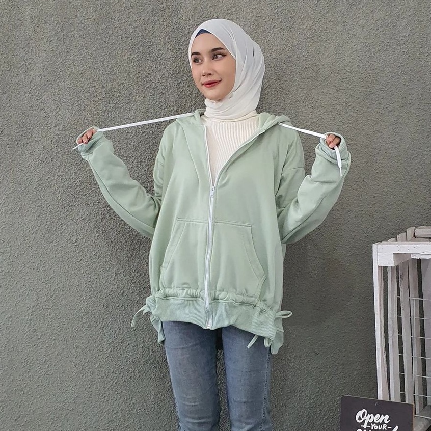 Outer Atasan Jaaket Serutt xxl Motif Polos Wanita Gaya Kekinian