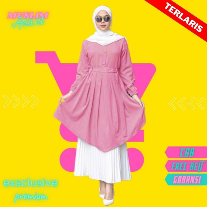 (COD) Tunik dzuvia Mewah Tunik Ibu Hamil Full kancing Moscrepe Dres Bumil Baju Ibu Hamil Jumbo Baju 