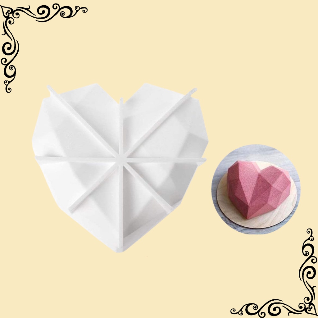 Cetakan Silikon Loyang 3D Hati Love Diamond Heart Anti Lengket