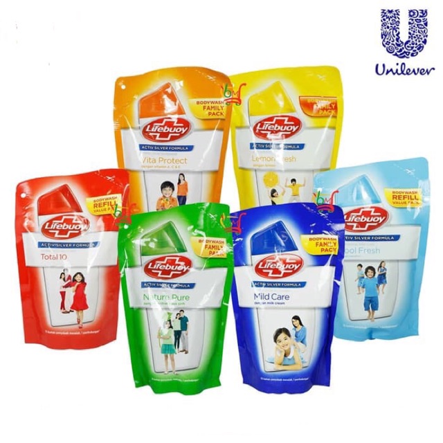 Lifebuoy body wash refill 250 ml//body wash botol 300ml