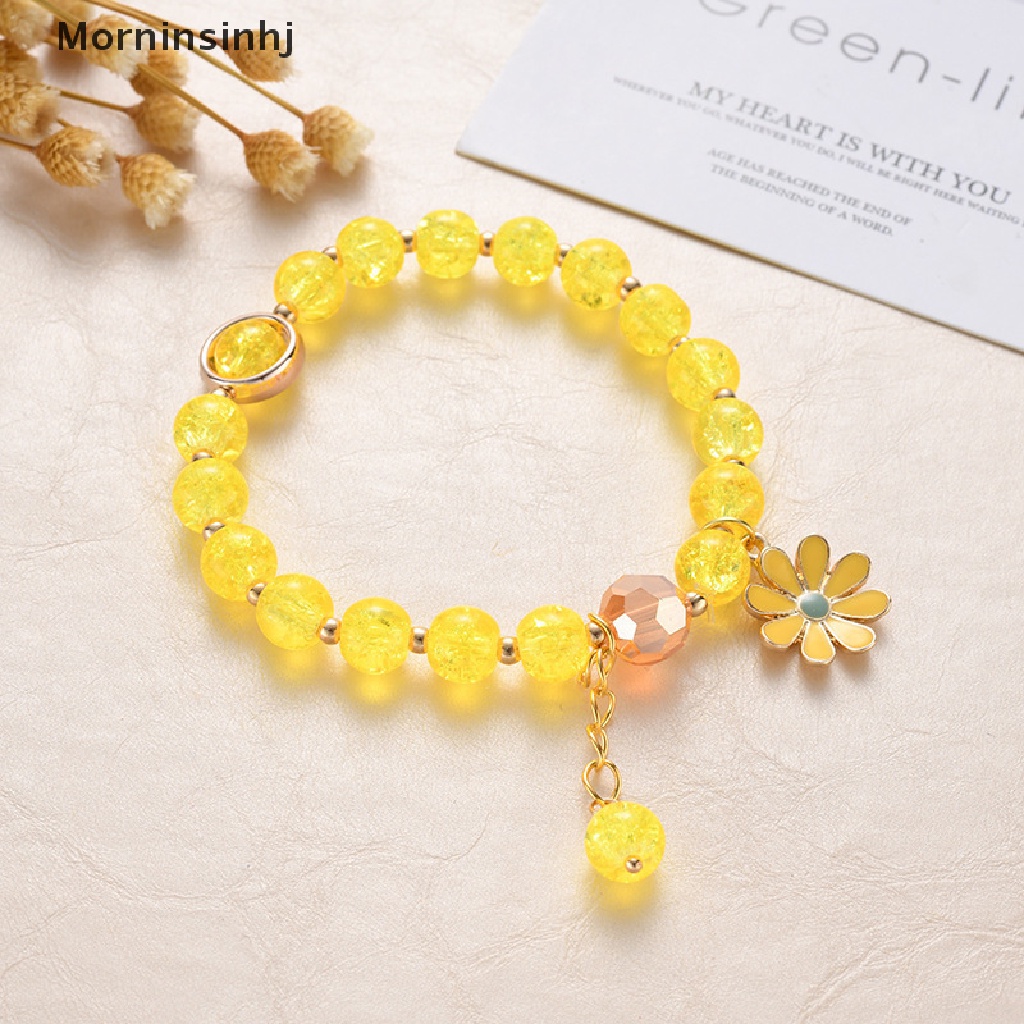 Mornin Korean Crystal Bracelet Pink Cute Girly Bracelet Daisy Gelang Tangan Perempuan Gelang Wanita Aksesoris Fashion id