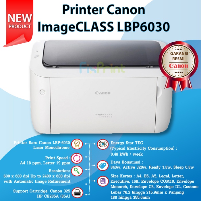 Printer Canon LBP 6030 Printer toner laser monochrome printer laserjet Printer Hitam Putih Canon LBP6030