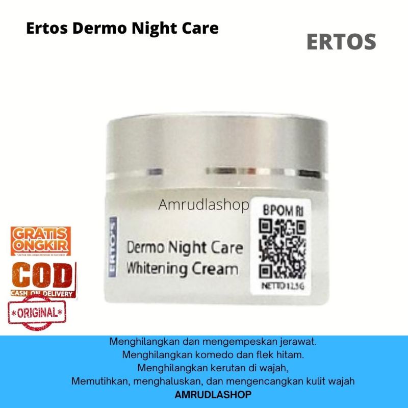 Ertos Cream Pemutih Pencerah Krim Penghilang Flek Hitam - Dermo Night Care Whitening Original BPOM