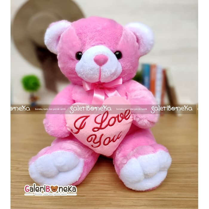 Boneka teddy bear love pink ( bt - 475638 )