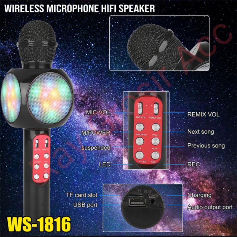 Mic Karaoke Bluetooth Wireless HIFI WSTER WS1816 WS-1816