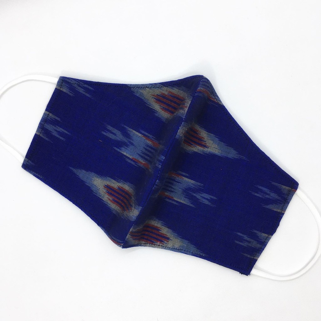 Masker Kain Endek Exclusive (3 ply) - Biru Tua (B)