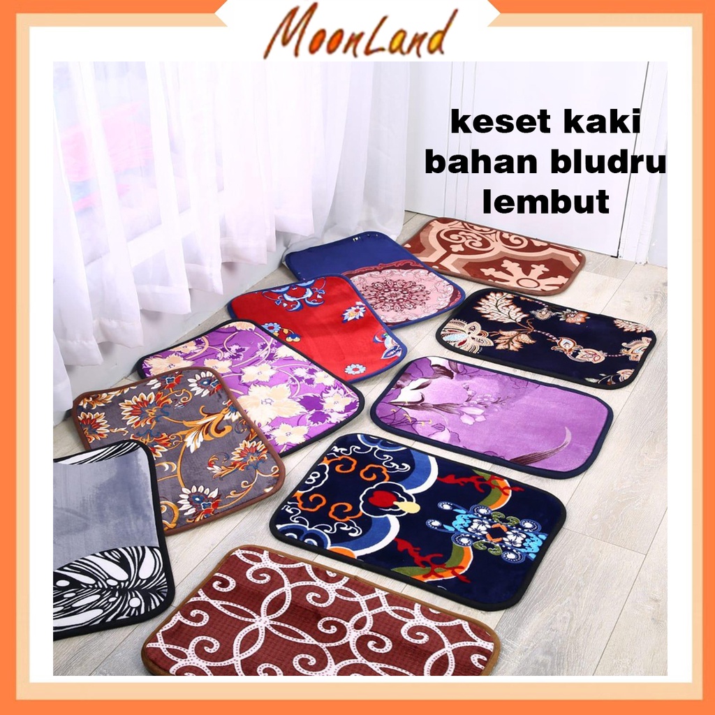 Moonland 21 Keset kaki Anti Slip Bahan Bludru Keset Kaki Printed Classickeset kamar mandi Karpet Lantai