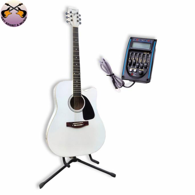 Gitar Akustik Elektrik Yamaha Putih Eq Lc Tuner Niepsania