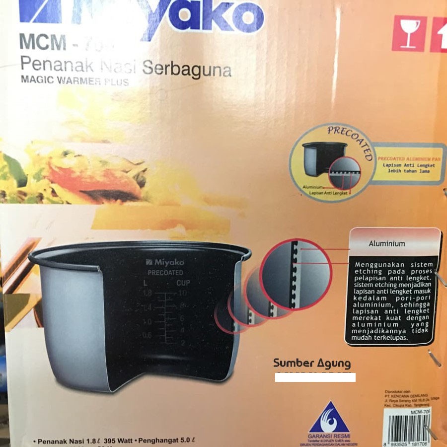 Miyako MCM706 Magic Com 1.8 Liter 6in1 400 Watt Rice Cooker Warmer