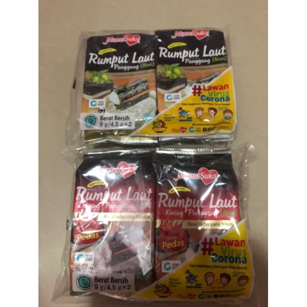 

Rumput laut panggang mama suka rasa original dan rasa pedas