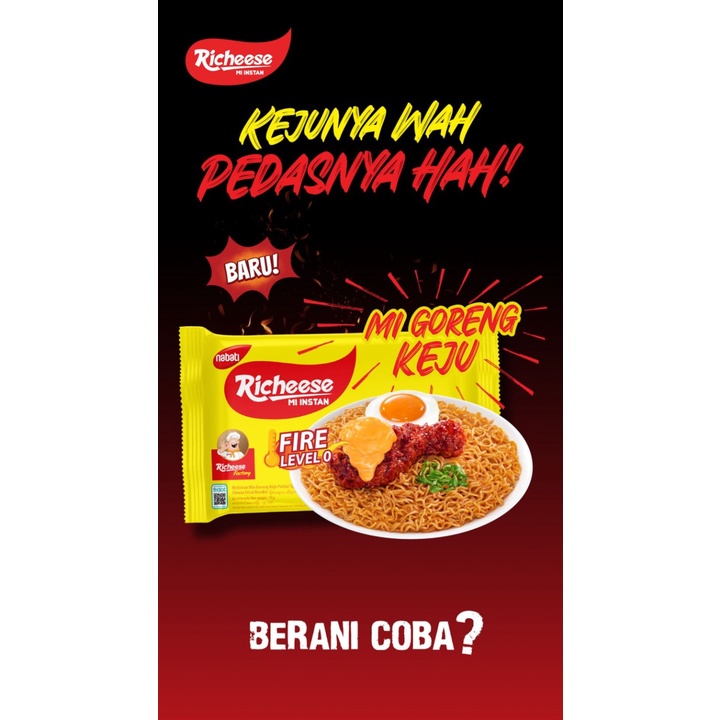 

Nabati Richeese Mi Instant | Mi Goreng Keju Fire Level 0