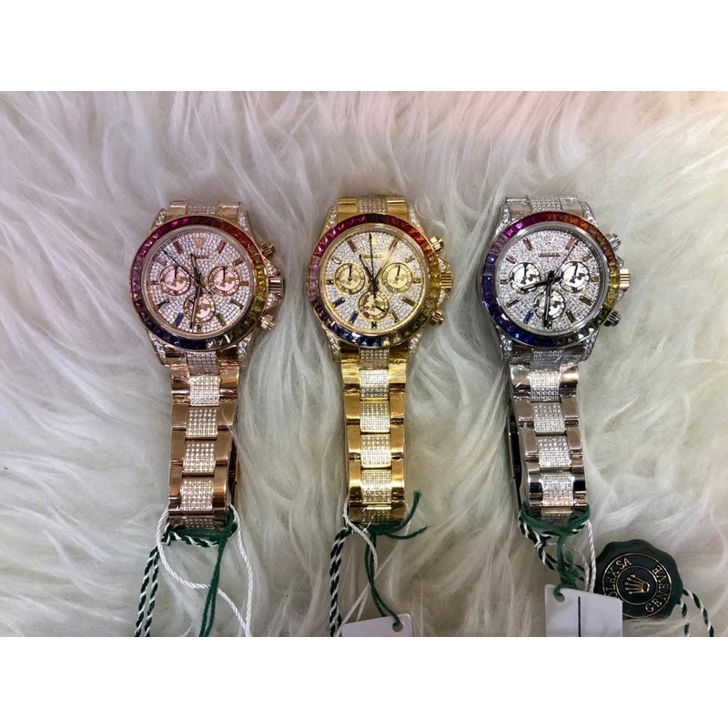 JAM TANGAN SULTAN ROLEX DAYTONA FULL DIAMOND AUTOMATIC SWISS