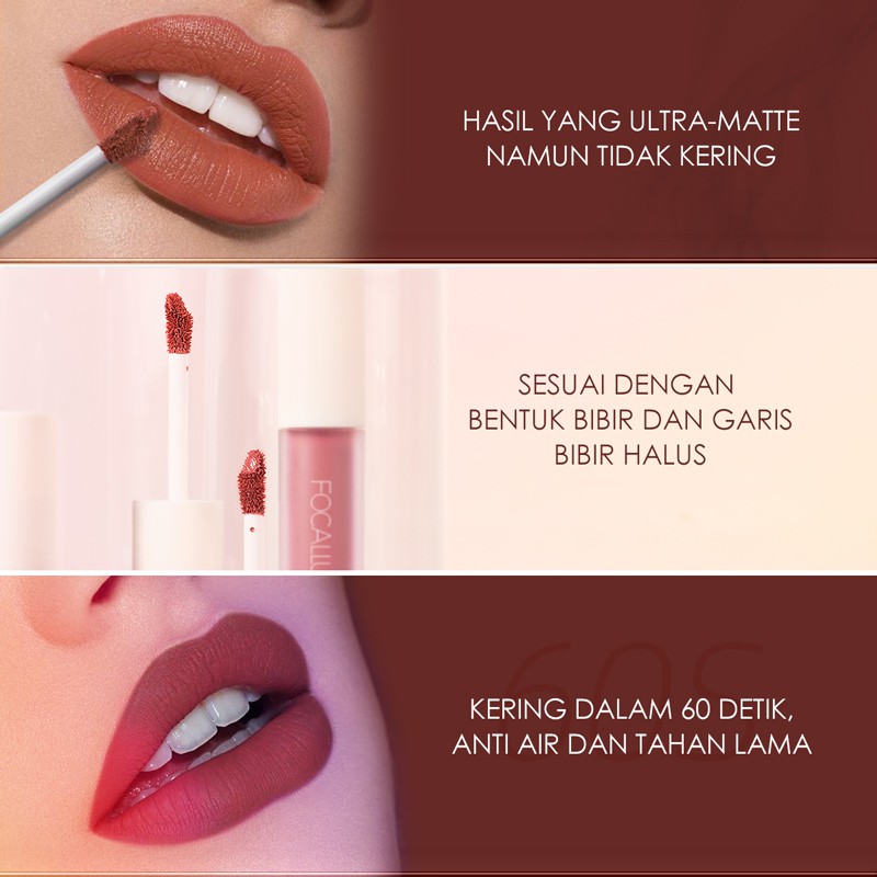 FOCALLURE  Staymax Liquid Lipstik Matte Lembut Melembabkan (100% asli）