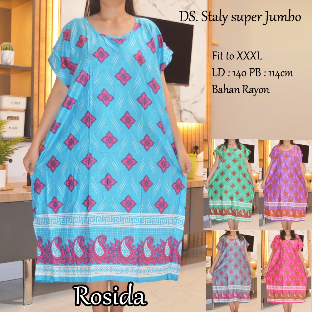 Daster super Jumbo staly LD 140 | 1kg muat 5pcs  | daster murah-Rosida