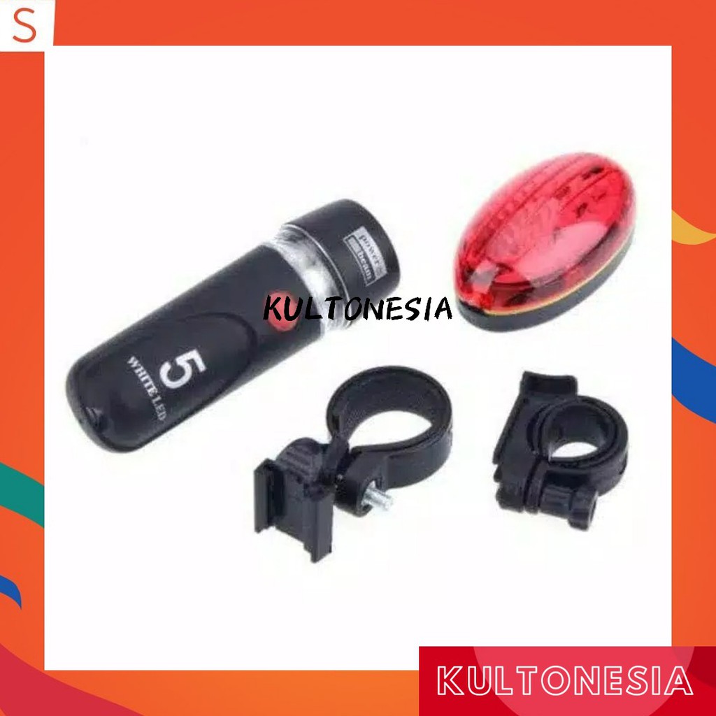 Lampu Sepeda LED 1 set Depan Belakang Anti air - Night lamp Bike Power beam Senter Sepeda Waterproof