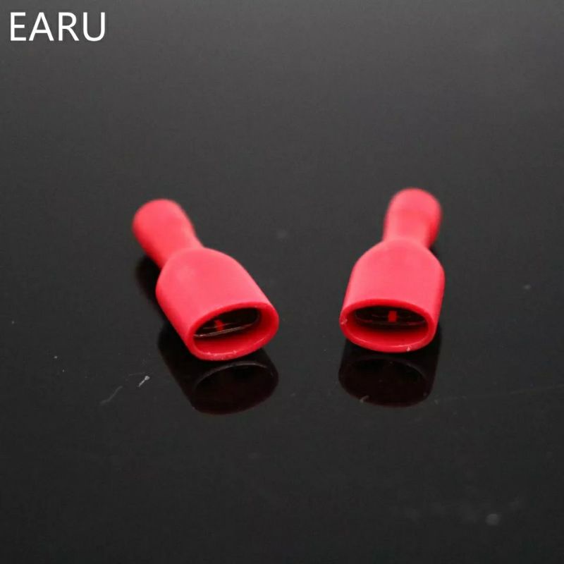 Skun 6.3 Mm Insulate Kabel Konektor Crimp Terminal Listrik Merah Biru