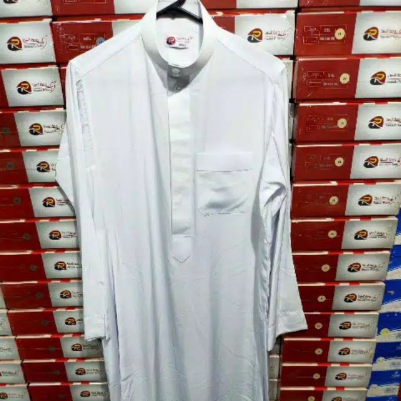 Gamis Jubah Al Najmah atau RAWAT AL SAFA Ori Impor Arab Saudi Putih Salur dan Putih Polos