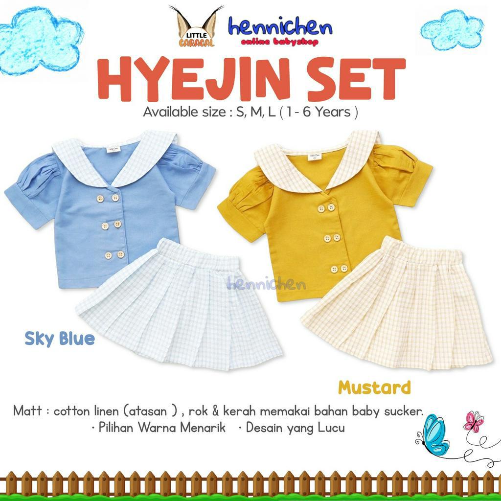 LITTLE CARACAL HYEJIN SET SETELAN BAJU ANAK PEREMPUAN SETELAN BAJU KERAH BAWAHAN ROK ANAK 1-6 TAHUN