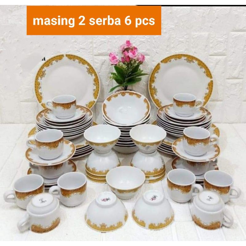 Piring keramik set mahkota / dinner set  mahkota  36 pcs