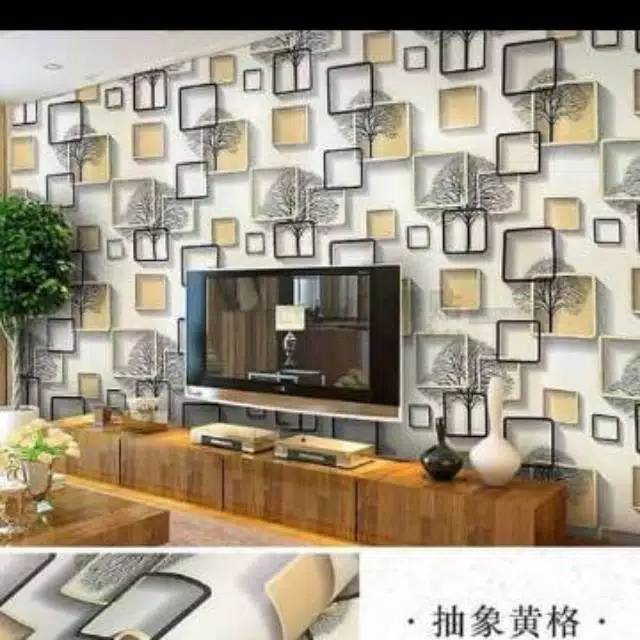 Wallpaper sticker kotak krem 3 dimensi uk: 45 cm x 9 meter / walpaper dinding