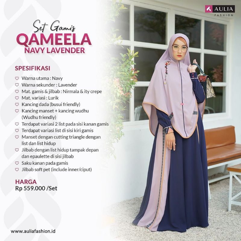 GAMIS SYAR'I SET QAMELA NAVI LAVENDER BY AULIA RREE BROS JUNTAI