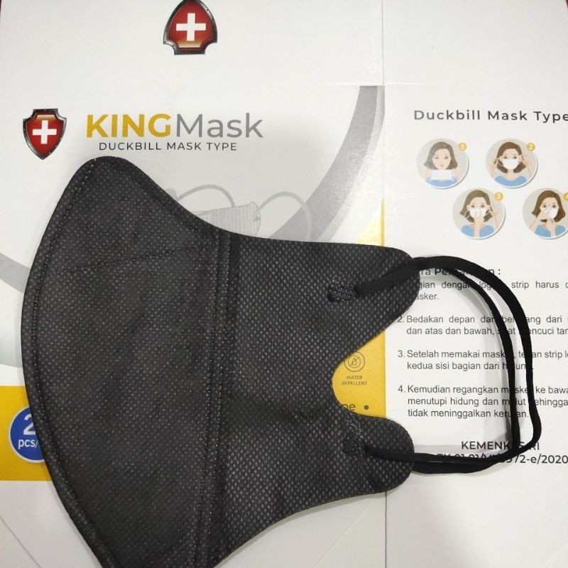 Masker duckbill KINGMASK Garis Hitam isi 25 pcs earloop 3ply