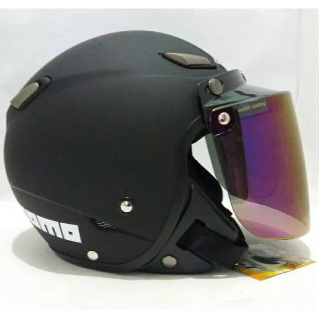 HELM BOGO RETRO JPN MOMO BLACK DOFF KACA DATAR INKO ...