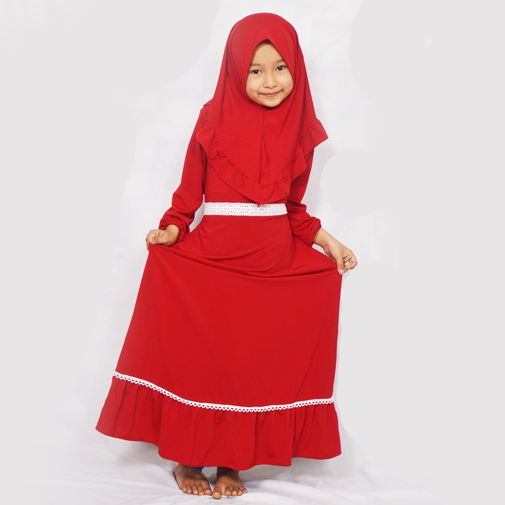 baju gamis anak syar'i muslimah trendi set krudung umur 1-5 tahun