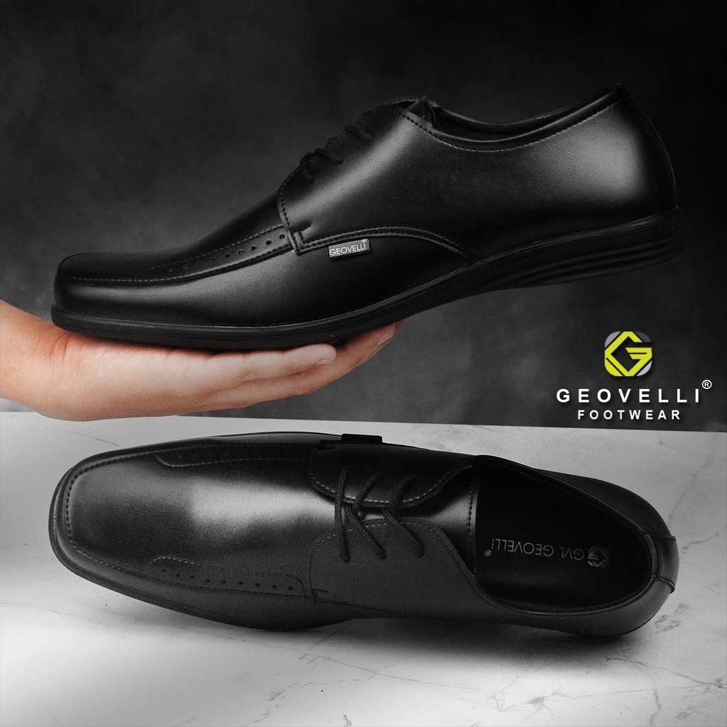 GEOVELLI | Sepatu Pria Pantofel Santai Casual Kerja Kuliah Pria Kulit Hitam Albania Termurah