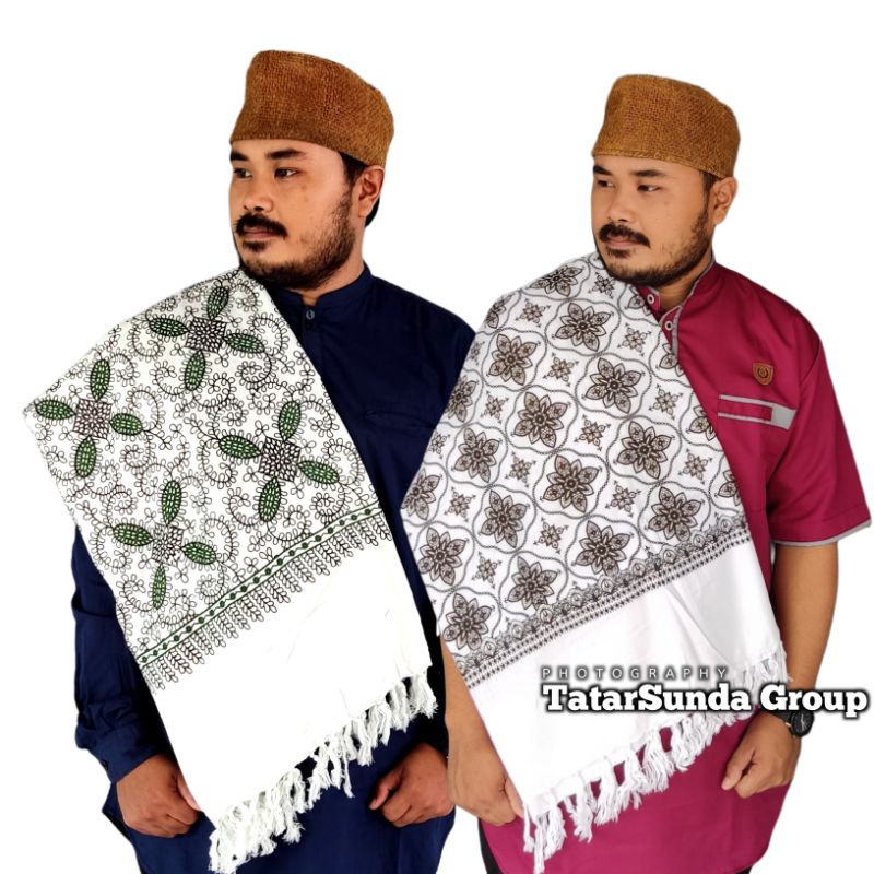(COD) SORBAN MOTF HABIB  RIDA SOLO SURBAN BAHAN RAYON GLOYORAN MOTIF KASMIRI BATIK PUTIH SORBAN HABI