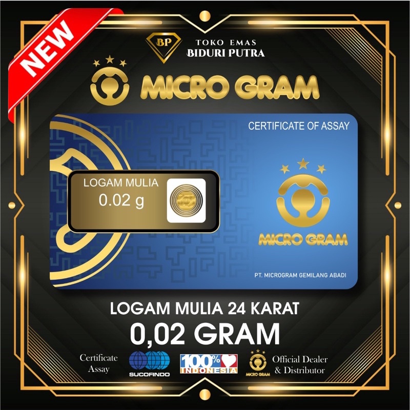 EMAS MINI MICROGRAM 0.02gram LOGAM MULIA 24KARAT DIJAMIN ASLI ORIGINAL TERMURAH SOUVENIR GIFT HADIAH KADO BABY GOLD /MINIGOLD / MINIGRAM