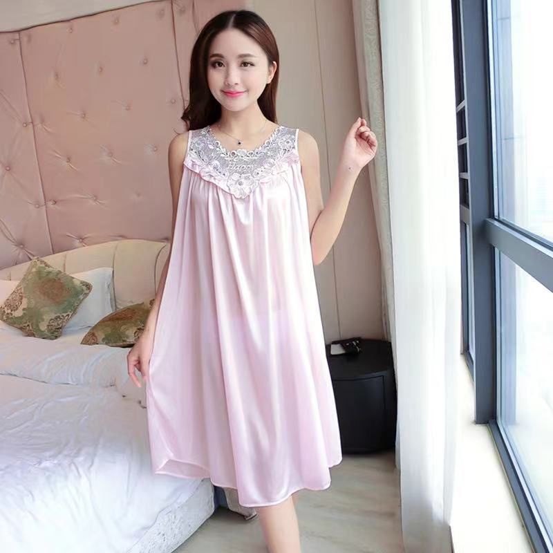 Daster tidur wanita Oversize jumbo satin blen lace impor.