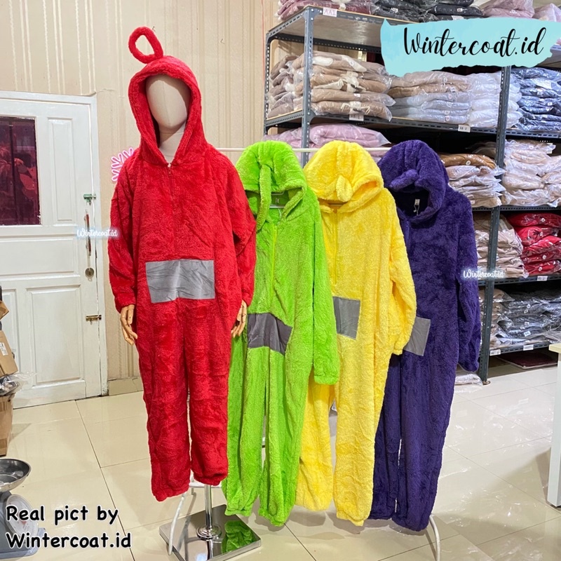 Piyama winter pajamas korean style teletubbies friendship import hangat baju tidur onesie oversized big size tingky wingky dipsy lala po