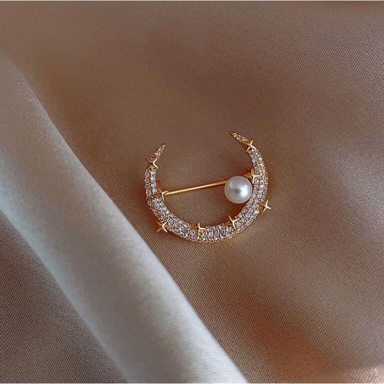 Candy Jewelry Fashion Korean Butterfly Brooches Gold Color Pearl Brooch Pins Rhinestone Breastpin for Women bros hijab-#21