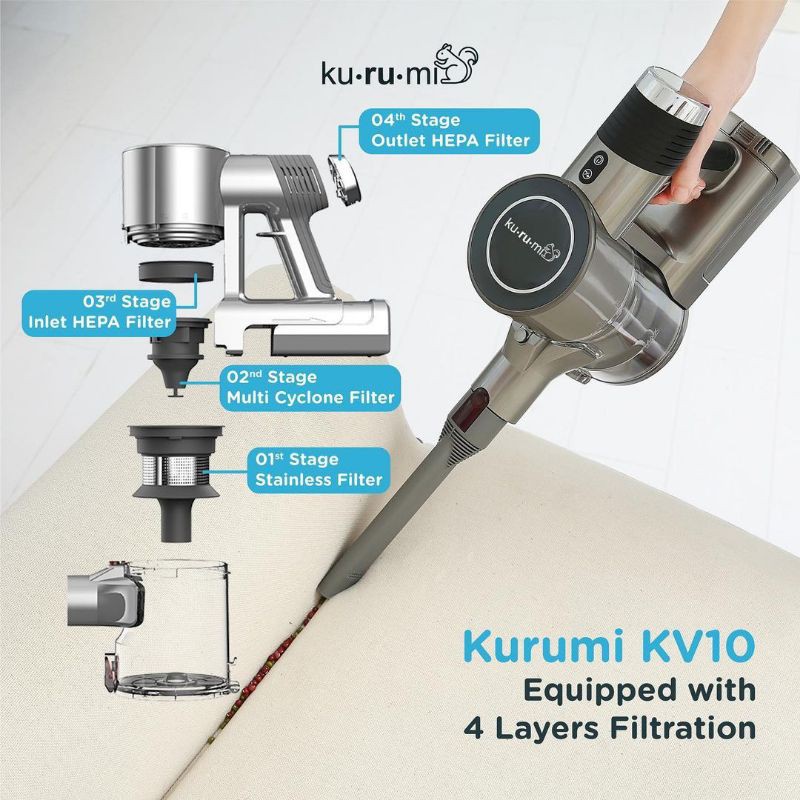 Kurumi KV 10 Powerful Cordless Stick Vacuum Cleaner with Power Drive Mop Head