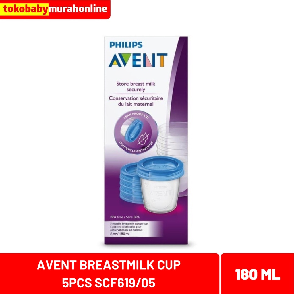 AVENT BREASTMILK CUP 180ML 5PCS SCF619/05 / KANTONG ASI