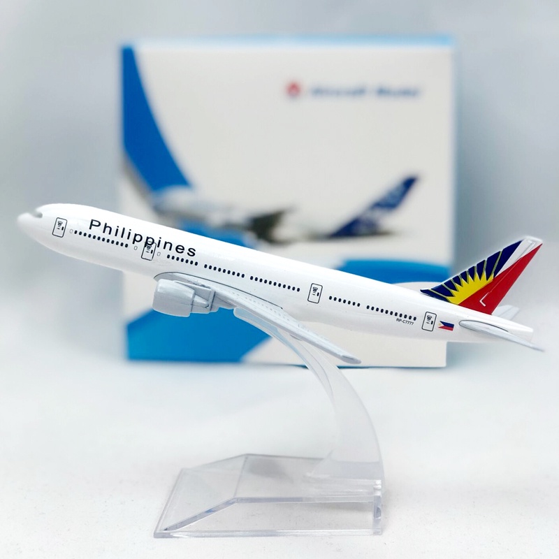 Mainan Model Pesawat Terbang Philippine Airlines Boeing 777 Bahan Alloy Diecast B777 Ukuran 16CM Dengan Stand Display