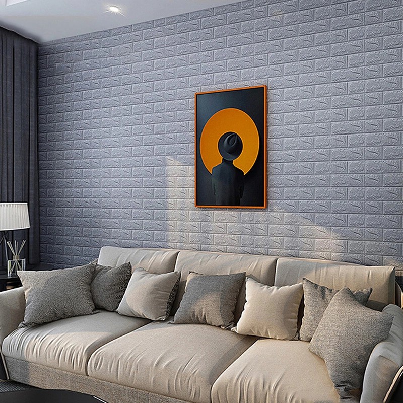 Reliza Wallpaper Dinding 3D FOAM Wallfoam 70X77 CM High Quality-Silver / abu abu